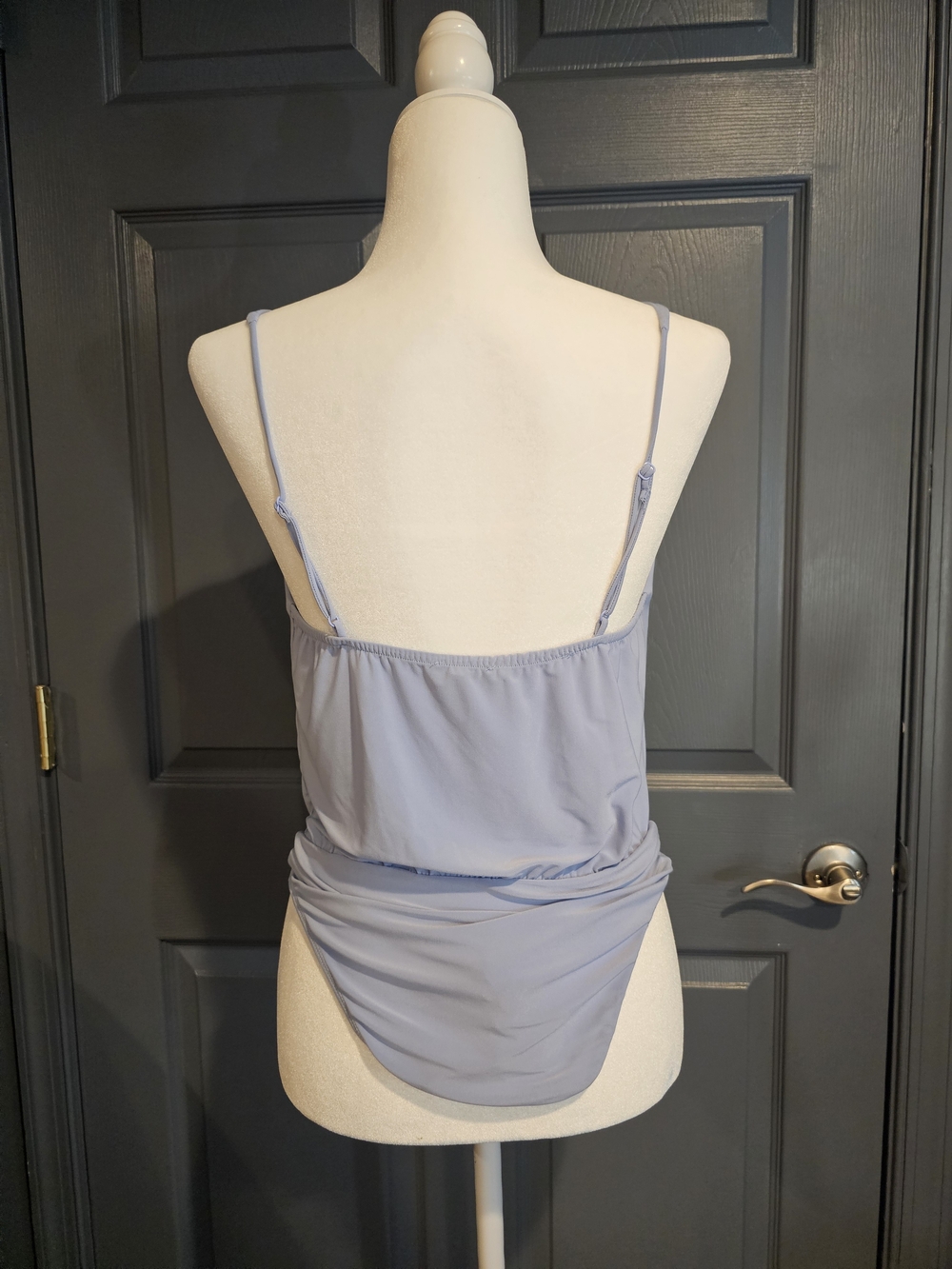Zara Light Blue Draped Cowl Neck Women's Tank Style Bodysuit Size M - Picture 2 of 6